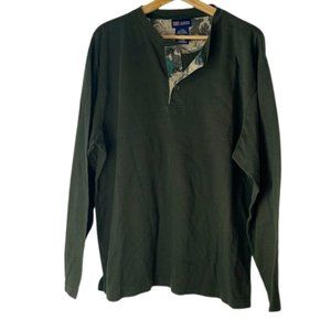 EUC Faded Glory hunter green thermal camo neck 1/4 button up